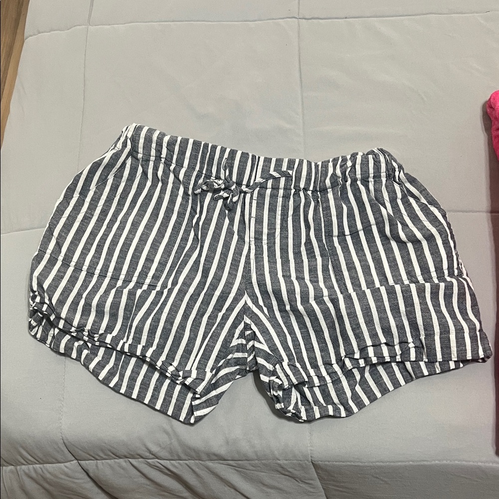 Just Living Black and White Striped High Waist Shorts
